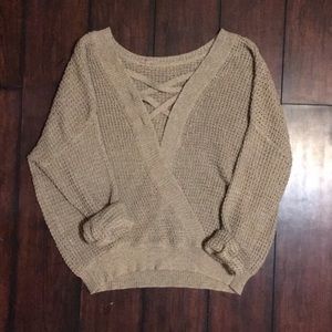 Cross back knit sweater